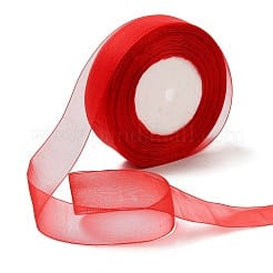 Balzar Crafts Store RED Sheer Organza Ribbon, Wide Ribbon for Wedding, Baptism, Festive Decorative