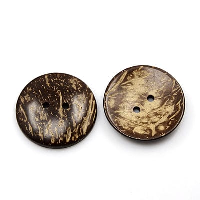BeadsBalzar Beads & Crafts 2-Hole Coconut Buttons – Flat Round, Coconut Brown for Sewing & DIY Crafts