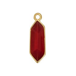 BeadsBalzar Beads & Crafts 24KT.GD.PL./SOFT RED (GQP8960-GSR) (GQP8960-X) Alloy Motif hexagon conical pendant (2 PCS)
