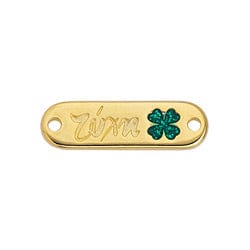 BeadsBalzar Beads & Crafts 24KT. GOLD PLATED (GQTW8945-GG) (GQT8945-X) Alloy ID τύχη with clover with 2 holes 24x7mm (2 PCS)