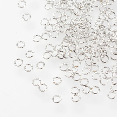 BeadsBalzar Beads & Crafts 304 Stainless Steel Jump Rings, Open Jump Rings, Real Platinum Plated, 2.5mm