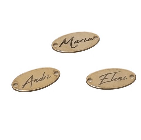 BeadsBalzar Beads & Crafts 304 Stainless Steel Links connectors, Oval, with Name Golden 17mm