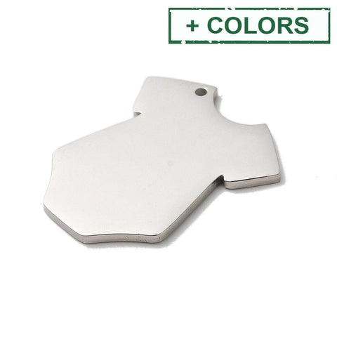 BeadsBalzar Beads & Crafts 304 Stainless Steel Pendant Charm, Stamping Blank Tag, Clothes Charm, 26x9.5mm