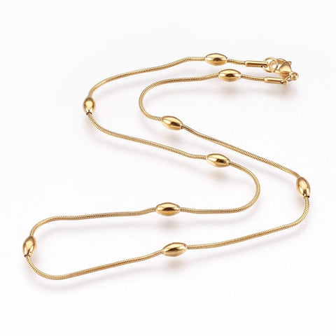 BeadsBalzar Beads & Crafts 304 Stainless Steel Snake Chain Necklaces, Oval, Golden Size: about 1.2mm wide, (42.5cm)