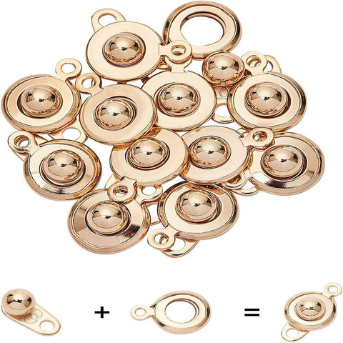 BeadsBalzar Beads & Crafts 304 Stainless Steel Snap Clasps, Golden Size: Snap Clasps: 9x15mm