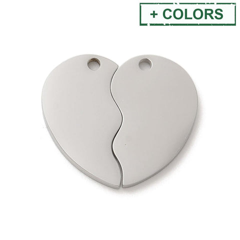 BeadsBalzar Beads & Crafts 304 Stainless Steel Split Pendant Charm, Laser Cut, Heart Charm