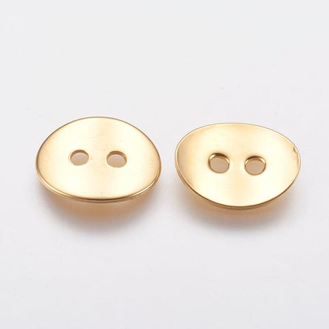 BeadsBalzar Beads & Crafts 316 Stainless Steel Buttons – Real 18K Gold Plated, Oval 2-Hole Design