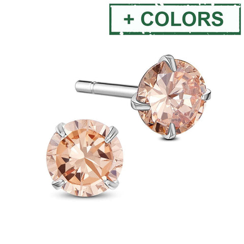 BeadsBalzar Beads & Crafts (925P-9180-X) Rhodium Plated 925 Sterling Silver Four Pronged Ear Studs, 7mm (1 PAIR)