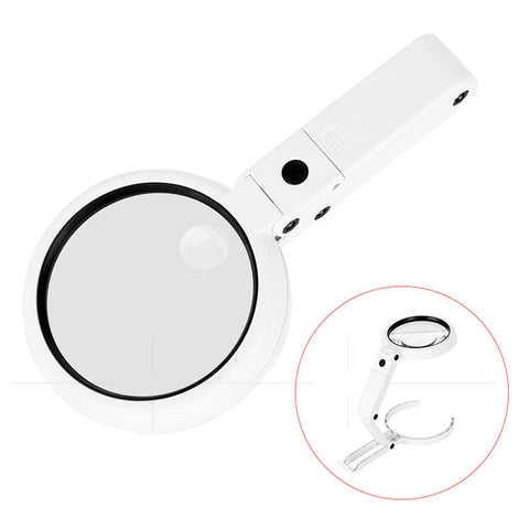 BeadsBalzar Beads & Crafts ABS Plastic Handheld and Desktop Foldable Illuminated Magnifier, with Acrylic Optical Lenses