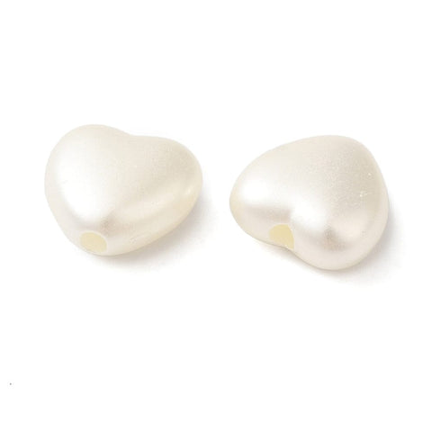 BeadsBalzar Beads & Crafts ABS Plastic Imitation Pearl Beads, Heart, WhiteSmoke, 10x11x5.5mm, Hole: 1.8mm