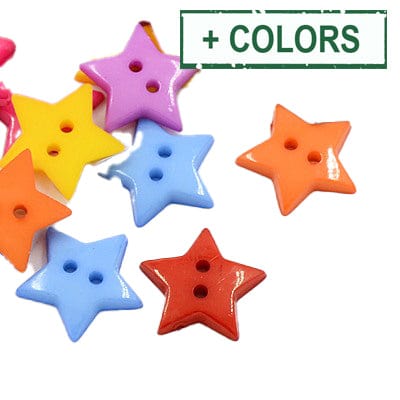 BeadsBalzar Beads & Crafts Acrylic Sewing Buttons, Plastic Buttons, 2-Hole, Dyed, Star, 19x3mm