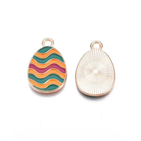 BeadsBalzar Beads & Crafts (AE9202-X) Alloy Enamel Pendants, Easter Egg  22x14x1.5mm (4 PCS)