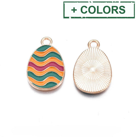 BeadsBalzar Beads & Crafts (AE9202-X) Alloy Enamel Pendants, Easter Egg  22x14x1.5mm (4 PCS)