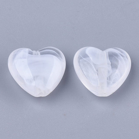 BeadsBalzar Beads & Crafts (AH8981-96) Acrylic Beads, Imitation Gemstone, Heart, Clear & White 16.5mm (20 PCS)