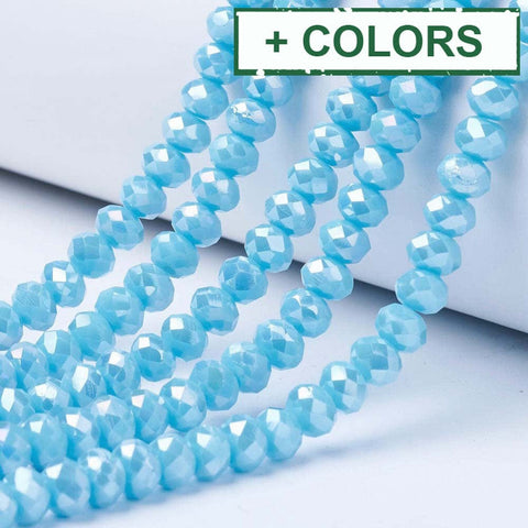BeadsBalzar Beads & Crafts (BE8230-X) Electroplate Glass Opaque Solid Color, AB Color Plated, Faceted, Rondelle, 6x5mm (1 STR)