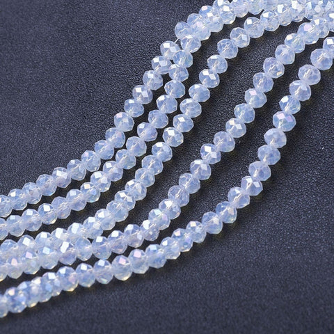 BeadsBalzar Beads & Crafts (BE9036-B06) Electroplate Glass Beads, Imitation Jade Beads, AB Color Plated, Faceted, Rondelle, Mint Cream Size: about 4x3mm (1 STR)