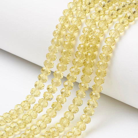 BeadsBalzar Beads & Crafts (BE9067-D03) Glass Beads Strands, Faceted, Rondelle, Light Khaki 4x3mm (1 STR)