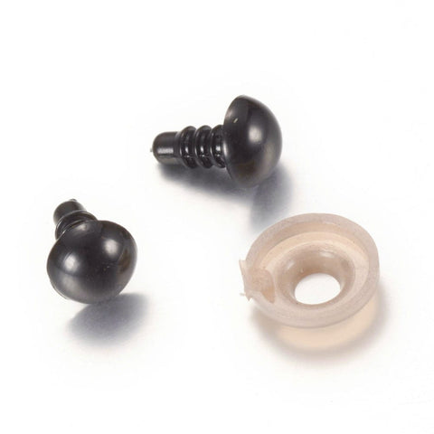 BeadsBalzar Beads & Crafts BLACK Craft Plastic Doll Eyes Stuffed Toy Eyes, Safety Eyes