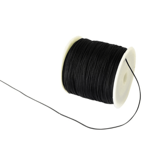 BeadsBalzar Beads & Crafts BLACK (NC5164E) (NC5164-X) Braided Nylon Thread Nylon String, 0.8mm (+/-90METS)