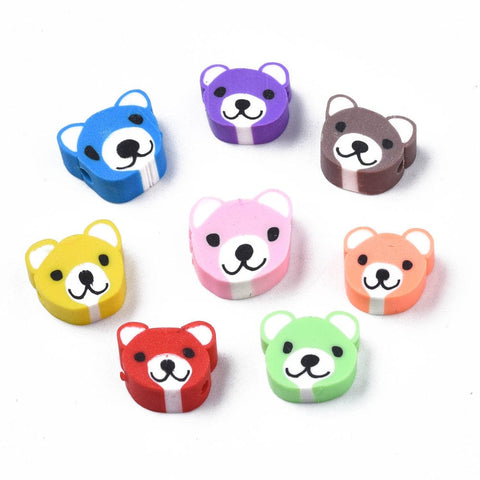 BeadsBalzar Beads & Crafts (CA9144-M) Polymer Clay Beads, Bear, Mixed, 8~11x9~11x4mm (40 PCS)