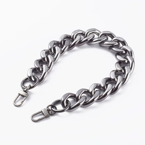 BeadsBalzar Beads & Crafts (CB8820-04) UV Plating ABS Plastic Linking Rings Bag Handles, Gunmetal 40cm long (2 PCS)