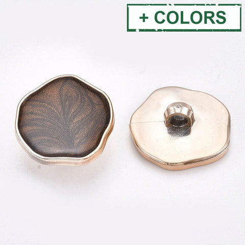 BeadsBalzar Beads & Crafts CCB Plastic Shank Buttons, with Enamel, Rose Gold, Floral White