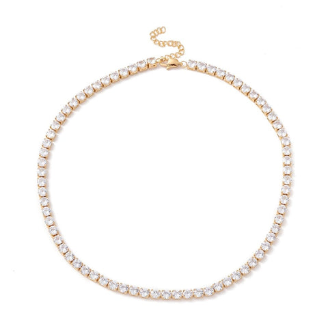 BeadsBalzar Beads & Crafts Classic Cubic Zirconia Tennis Necklace, Vacuum Plating 304 Stainless Steel , Clear, 16.65 inch(42.3cm)