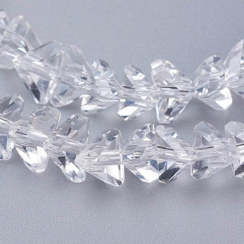 BeadsBalzar Beads & Crafts CLEAR (BE8966-NB01) (BE8966-X) Transparent Glass Beads, Faceted, Triangle, 5x4.5x6mm (1 STR)