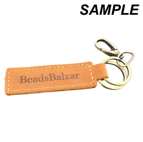 BeadsBalzar Beads & Crafts Custom Personalised Real Cowhide Leather Keychain, with Belt Alloy Ring Key Holder , 105mm