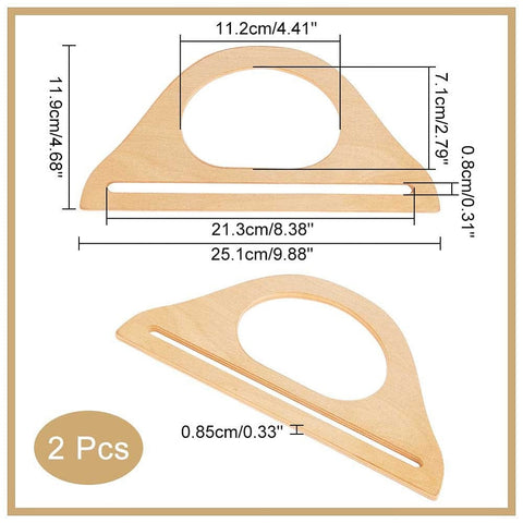 BeadsBalzar Beads & Crafts D-shape Wooden Bag Handles, for Bag Replacement Accessories, 251x119mm
