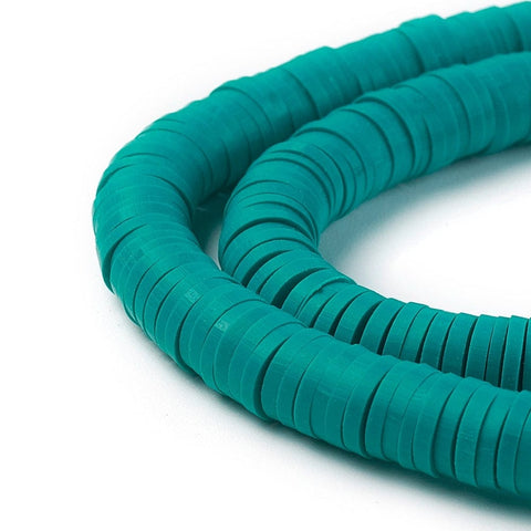 BeadsBalzar Beads & Crafts DARK CYAN (HE6578-07) (HE6578-X) Handmade Polymer Clay Beads, Disc Heishi Beads 6mm (1 STR)