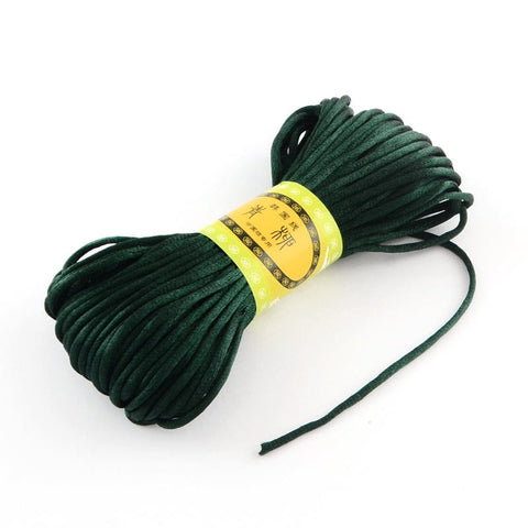BeadsBalzar Beads & Crafts DARK GREEN (PC4442-12) (PC4442-X) Polyester cord (+Colors) 2mm (+-20 MTRS)