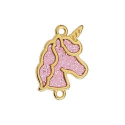 BeadsBalzar Beads & Crafts GD.PL. / SOFT RED (GQU8747-GR) (GQU8747-X) Alloy Motif unicorn vitraux with 2 rings (2 PCS)