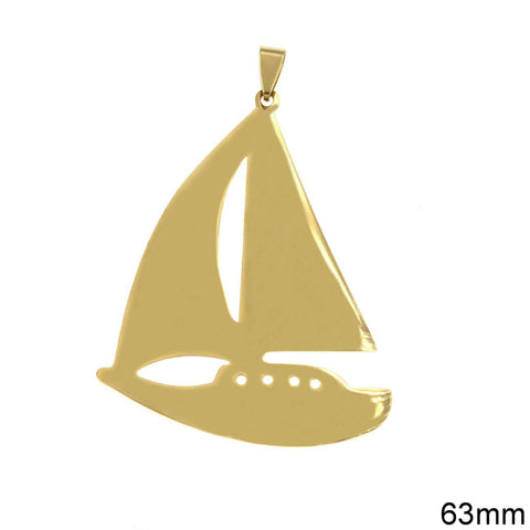 BeadsBalzar Beads & Crafts (GTB8958-G) Stainless Steel New Years Lucky Charm Ship 76mm (1 PC)
