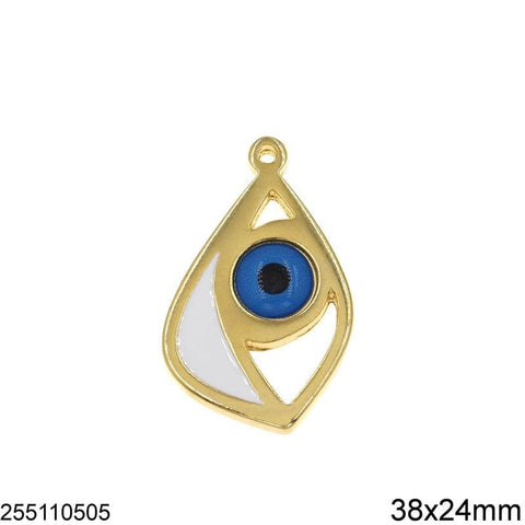 BeadsBalzar Beads & Crafts (GTE8953A) Casting Pendant Evil Eye with Enamel 38x24mm (1 PC)