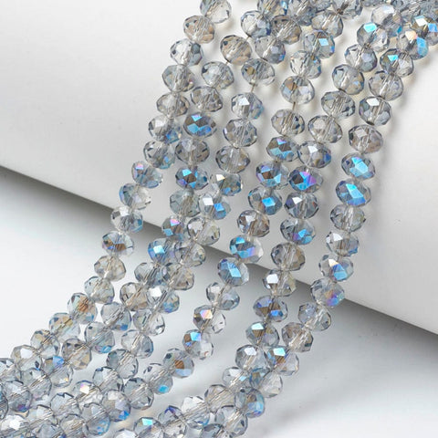 BeadsBalzar Beads & Crafts HALF BLUE PLATED (BE9067-I18) (BE9067-X) Glass Beads Strands, Faceted, Rondelle, 4x3mm (1 STR)