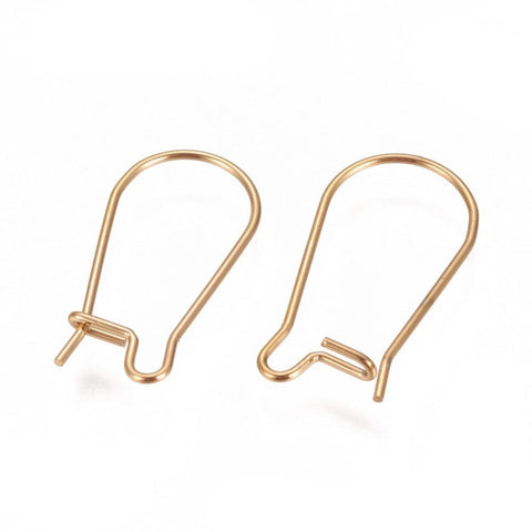 BeadsBalzar Beads & Crafts ION GOLD PLATED 304 Stainless Steel Hoop Earrings Findings , Size: about 10mm wide, 20mm long