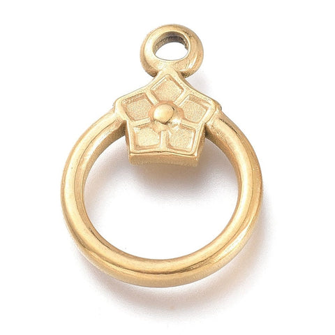 BeadsBalzar Beads & Crafts ION GOLD PLATED (SP8938-IGP) (SP8938-X) Ion Plating(IP) 304 Stainless Steel Toggle Clasps, Ring, 19x13.5mm (2 PCS)