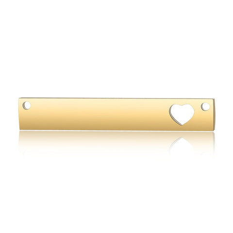 BeadsBalzar Beads & Crafts Ion Plated 304 Stainless Steel Links Connector,, Rectangle with Hollow Heart, Golden 36mm