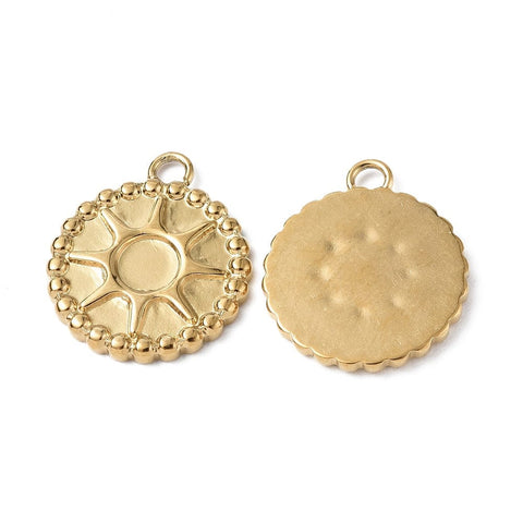 BeadsBalzar Beads & Crafts Ion Plated 304 Stainless Steel Pendant Cabochon Setting, Real 18K Gold Plated 14x16.5mm
