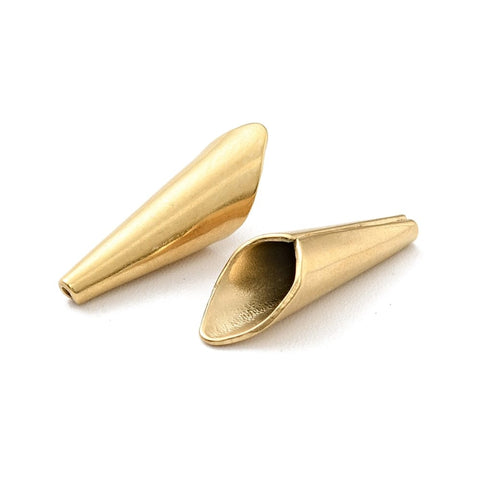 BeadsBalzar Beads & Crafts Ion Plating(IP) 304 Stainless Steel Bead Cone, Golden, 15.5x4.5mm, Hole: 0.7mm