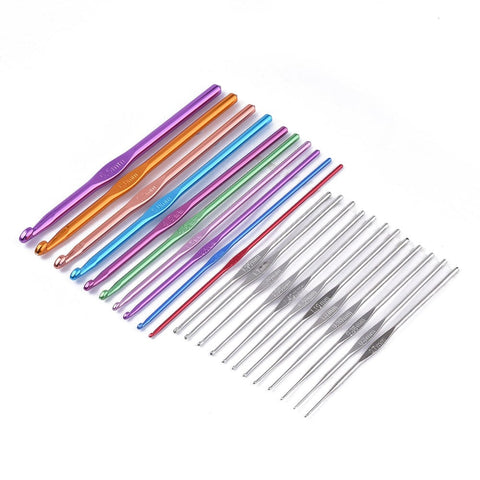 BeadsBalzar Beads & Crafts (KT9190-04) Aluminum Crochet Hooks Needles, Iron Crochet Hooks Needles, Mixed Color (22 PCS)