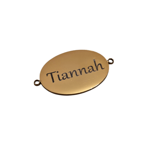 BeadsBalzar Beads & Crafts Laser Engraved Personalised Ion Plated 304 Stainless Steel Tag, Golden, 30.5x18x1.2mm