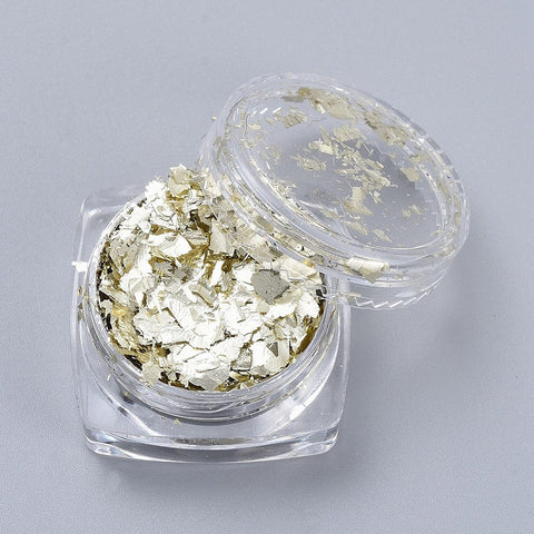 BeadsBalzar Beads & Crafts LIGHT GOLD Foil Flakes – DIY Gilding Flakes for Epoxy Resin Jewelry & Crafting (Compact plastic Box)