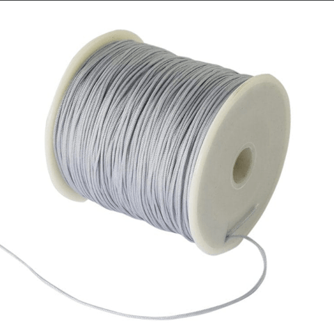 BeadsBalzar Beads & Crafts LIGHT GREY (NC5164F) (NC5164-X) Braided Nylon Thread Nylon String, 0.8mm (+/-90METS)