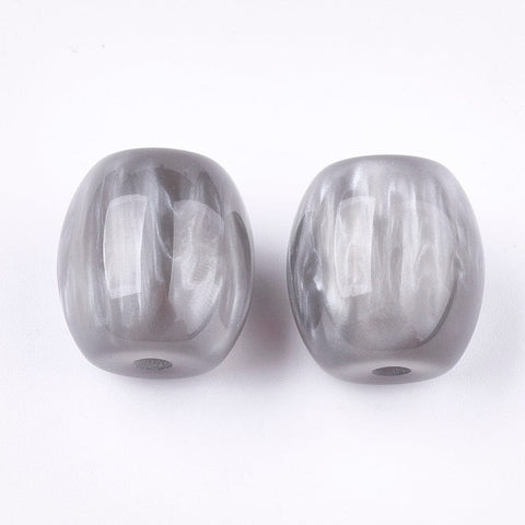 BeadsBalzar Beads & Crafts LIGHT GREY Resin Beads – Imitation Gemstone Oval Beads