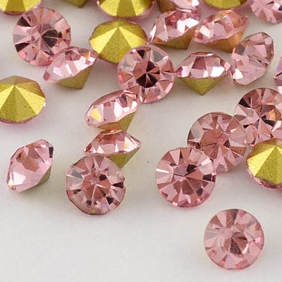 BeadsBalzar Beads & Crafts LIGHT ROSE (CR9071-15A) (CR9071-X) Grade A Glass Pointed Back Chaton Rhinestones, Back Plated, Diamond, about 4.0~4.2mm (+-100PCS)
