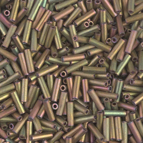 BeadsBalzar Beads & Crafts (MB2-2035-100G) MIYUKI BUGLES #2 - 6 X 1,7 MM MATTED METALLIC KHAKI IRIS (100 GMS)