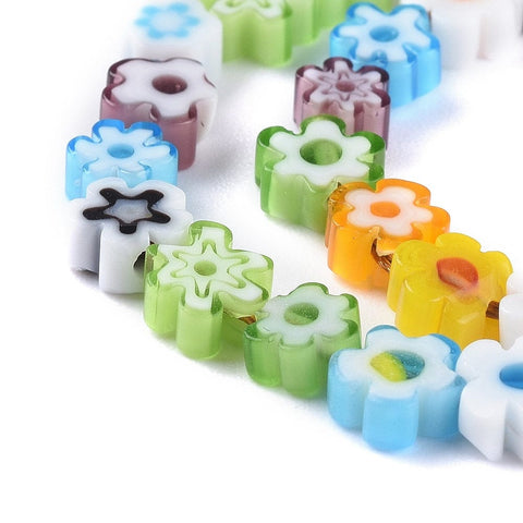 BeadsBalzar Beads & Crafts MIX COLORS Millefiori Glass Flower Beads – 7.2mm for Jewelry Making & Crafting