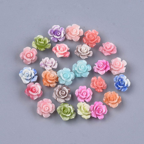 BeadsBalzar Beads & Crafts MIX (RANDOM) COLORS (CF7493-M) (CF7493-X) Synthetic Coral Beads, Dyed, Flower, Rosy Brown 12x7mm (6 PCS)